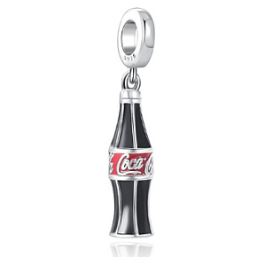 Charm Sterling silver 925 Coca Cola bottle, bracelet pendant, food and drink