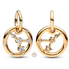 Charm Sterling silver 925 Gold plated Zodiac sign of Cancer, bracelet pendant Charm Sterling silver 925 Gold plated Zodiac sign of Cancer, bracelet pendant