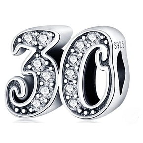 Charm Sterling silver 925 30 anniversary, bead on bracelet