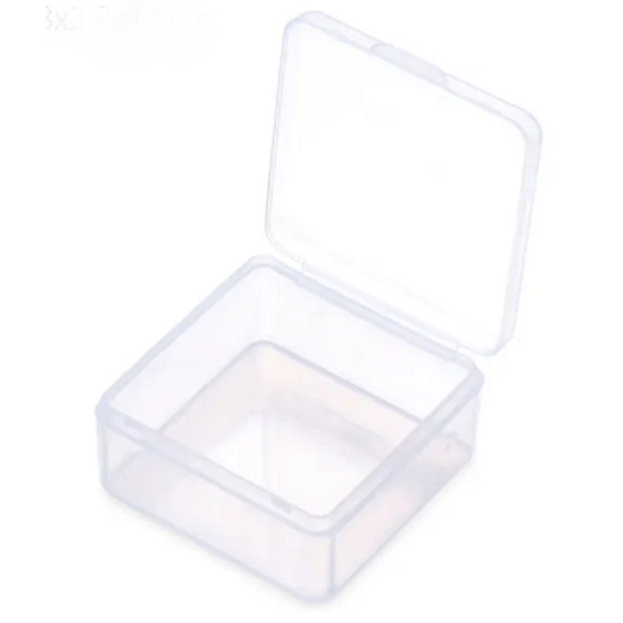 Plastic box clear 6,4 x 6,4 x 2 cm 1 piece