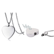 Commemorative urn pendant, Heart matt waterproof, Stainless steel 25 x 20 mm + chain 50 cm Commemorative urn pendant, Heart matt waterproof, Stainless steel 25 x 20 mm + chain 50 cm