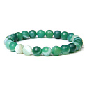Agate green lace bracelet elastic natural stone, ball 8 mm / 16-17 cm, symbolizes the element of earth