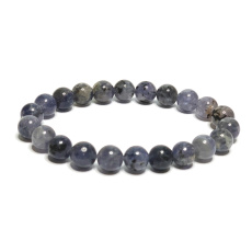 Iolite / Cordierite bracelet elastic natural stone, ball 8 mm / 16-17 cm, Viking stone - compass