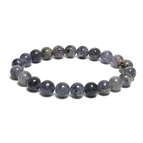 Iolite / Cordierite bracelet elastic natural stone, ball 8 mm / 16-17 cm, Viking stone - compass