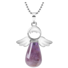 Amethyst Angel pendant natural stone 4,2 x 3 cm, stone of kings and bishops