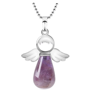 Amethyst Angel pendant natural stone 4,2 x 3 cm, stone of kings and bishops