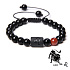 Onyx Leo zodiac sign, natural stone bracelet, 8mm ball/ adjustable size, life force stone
