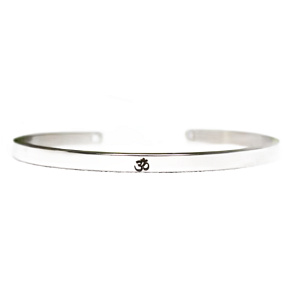 Stainless steel bracelet silver with engraving Symbol, open cuff, 4 mm