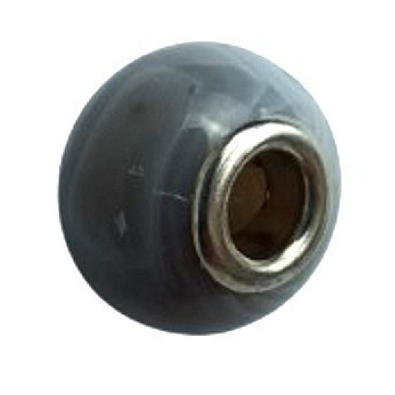 Gray agate pendant round natural stone 14 mm, hole 4.2 mm 1 piece