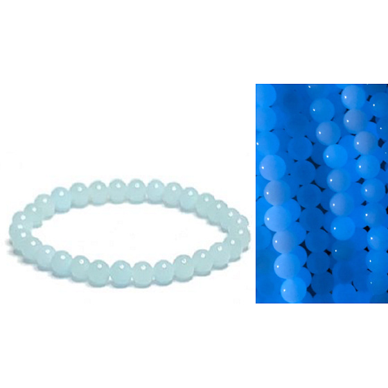 Jade Luminois Light Fosforeskující, modře svítí ve tmě, náramek elastický přírodní kámen