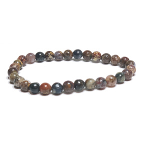 Pietersit multi bracelet elastic natural stone, ball 6 mm / 16 -17 cm, stone with stormy elements