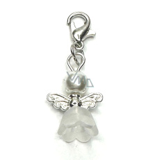Guardian angel pendant with white skirt and pearl 14 x 19 mm 1 piece Guardian angel pendant with white skirt and pearl 14 x 19 mm 1 piece