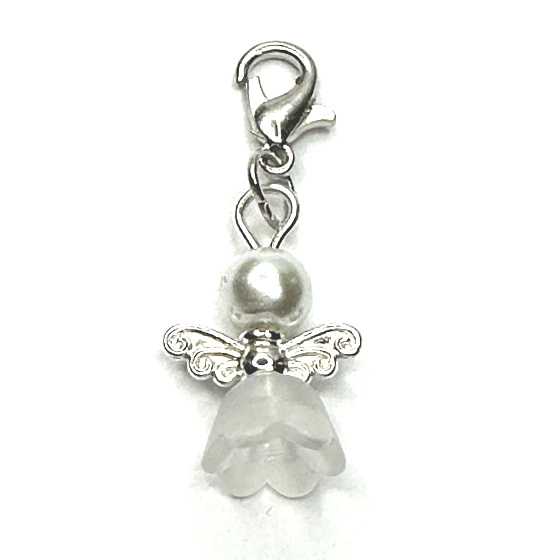 Guardian angel pendant with white skirt and pearl 14 x 19 mm 1 piece