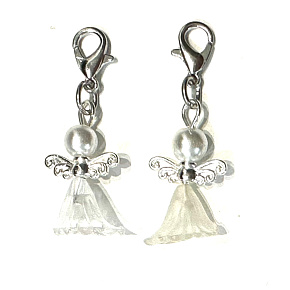Angel dancing pendant with wings white skirt 14 x 24 mm 1 piece