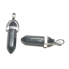 Goldstone blue Avanturine pendulum hexagon pendant 41 x 13 mm, stone of ambition Goldstone blue Avanturine pendulum hexagon pendant 41 x 13 mm, stone of ambition