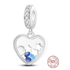 Charm Sterling silver 925 Celestial heart, love bracelet pendant Charm Sterling silver 925 Celestial heart, love bracelet pendant