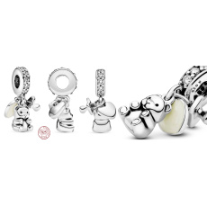 Charm Sterling Silver 925 Plush Baby Bear 3in1, Bracelet Pendant Family