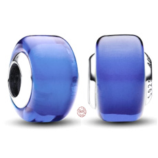 Charm Sterling silver 925 Blue Murano glass bead on bracelet symbol