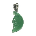 Chalcedony Moon Pendant Natural Stone, Hand-Cut Figurine 2.2 x 10 mm, Stone of Love and Joy