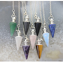 Tiger eye pendulum natural stone 3,5 cm + chain with ball 18 cm, stone of sun and earth, brings luck and wealth