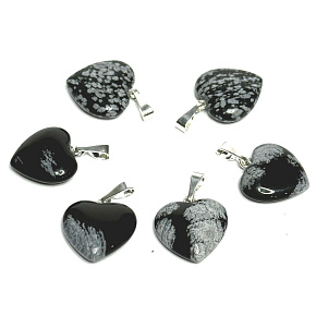 Obsidian flake heart pendant natural stone 15 mm, stone of salvation Obsidian flake heart pendant natural stone 15 mm, stone of salvation