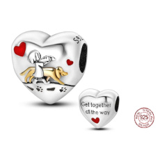 Sterling silver 925 Dog and I - connect all the way, bead on a pet bracelet