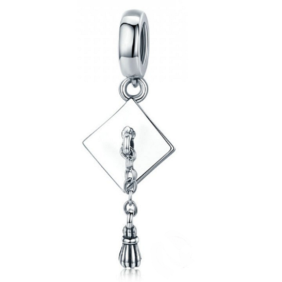 Charm Sterling Silver 925 Graduation - Graduation Cap - Straight, Graduate Pendant Bracelet