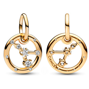 Charm Sterling silver 925 Gold plated Zodiac sign of Cancer, bracelet pendant