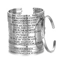 Stainless steel bracelet silver with engraving Live in the moment, open cuff, 4 mm