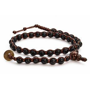 Lávový buddhistický náramek se santalovým Buddha prvkem – korálky 6 mm, klid, energie a uzemnění