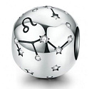Leo zodiac sign, pendant for bracelet silver + cubic zirconia, ball 9 mm 1 piece