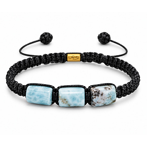 Larimar bracelet natural stone, handwoven, adjustable size, stone of the mythical Atlantis