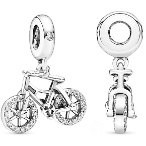 Charm Sterling silver 925 Dazzling Wheel, pendant on bracelet sport