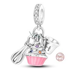 Charm Sterling silver 925 For baking lovers, 3in1 food bracelet pendant Charm Sterling silver 925 For baking lovers, 3in1 food bracelet pendant