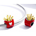 Charm Sterling silver 925 Fries, bead for bracelet, food and drink
