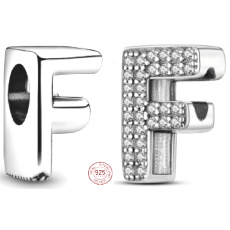 Sterling silver 925 Alphabet letter F, bracelet bead