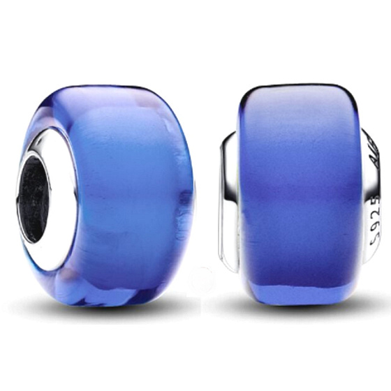 Charm Sterling silver 925 Blue Murano glass bead on bracelet symbol