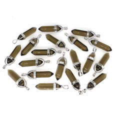 Brown Quartz Hexagon Pendulum Pendant Natural Stone 41 x 13 mm, Hand Carved, Most Perfect Healer