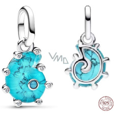 Charm Sterlingové stříbro 925 Mořský šnek z modrého skla Murano, přívěsek na náramek zvíže Charm Sterlingové stříbro 925 Mořský šnek z modrého skla Murano, přívěsek na náramek zvíže
