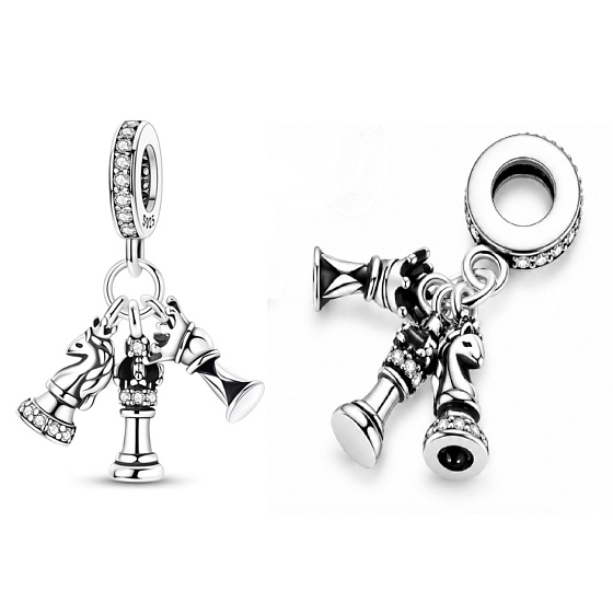 Charm Chess – king, queen and rook | Bracelet pendant, symbol of strategy and victory, interests