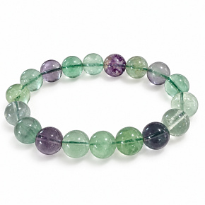 Green-clear fluorite elastic bracelet, natural stone, 10 mm bead / 16–17 cm, stone of geniuses, concentration and harmony