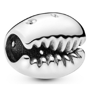 Charm Sterling Silver 925 Cowrie Shell, bead for bracelet, sea