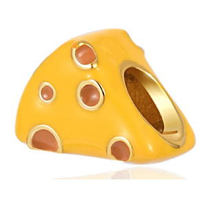 Charm Sterling silver 925 Emmental - punched cheese, bead for bracelet, food and drink