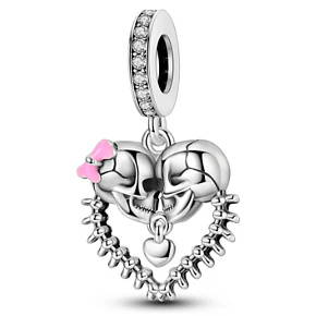 Charm Sterling Silver 925 Skeletons Love Halloween, Pendant for Halloween Bracelet Charm Sterling Silver 925 Skeletons Love Halloween, Pendant for Halloween Bracelet