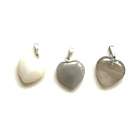 Agate grey Heart pendant natural stone 15 mm, 1 piece
