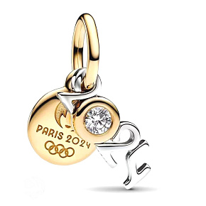 Charm Sterling silver 925 Paris 2in1 2024 Olympics, pendant on bracelet sport