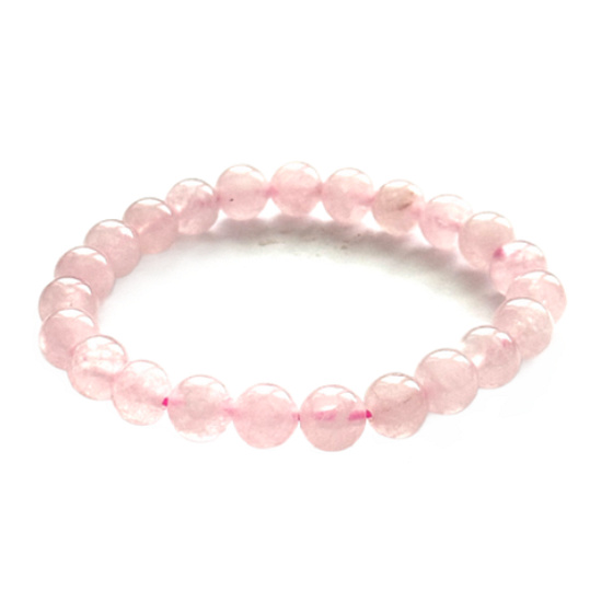 Rose quartz bracelet elastic natural stone, 8 mm bead / 16 - 17 cm, stone of love