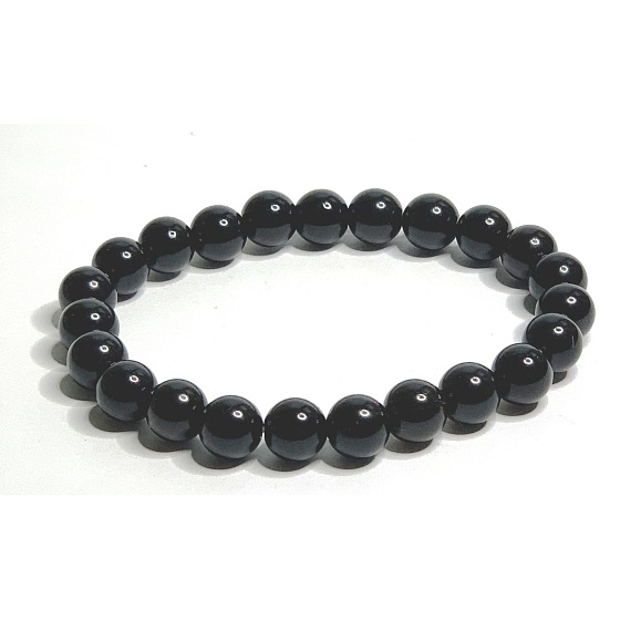 Morion bracelet elastic natural stone, ball 8 mm / 16 - 17 cm
