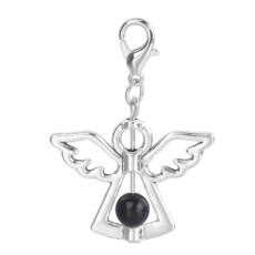 Guardian angel pendant with black bead 29 x 37 mm 1 piece