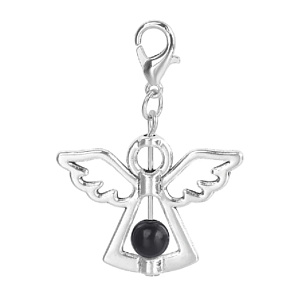 Guardian angel pendant with black bead 29 x 37 mm 1 piece